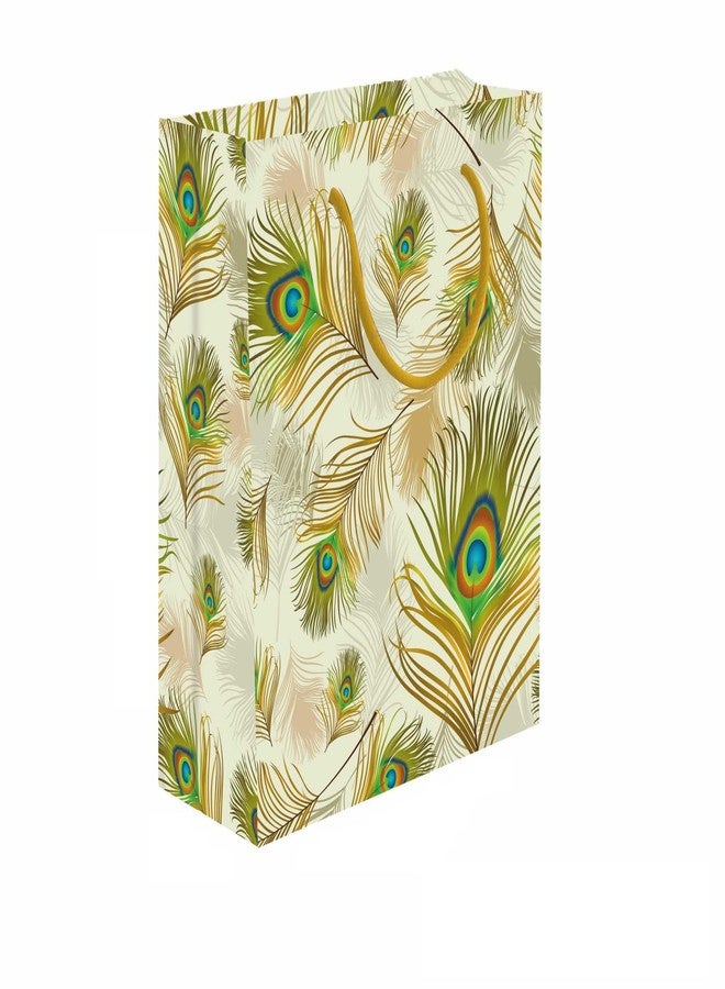 Omnipresent Pack Omnipresent Morpankh Printed Paper Bags - Eco-Friendly 200 GSM Matt Laminated Gift Bags, Pack of 12, Perfect for Diwali, Weddings, Birthdays, Return Gifts & Hampers. - Image 1